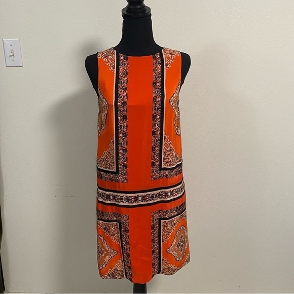 Maeve Dress Women’s Size 0 Orange Canna 100% Silk Shift Dress - Picture 1 of 13
